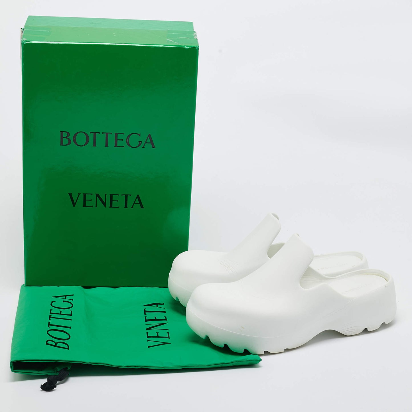 Original Bottega Veneta White Rubber Mule Sandals Size 43