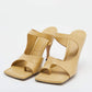 Original Bottega Veneta Laguna Yellow Leather Square Toe Mule Sandals Size 40