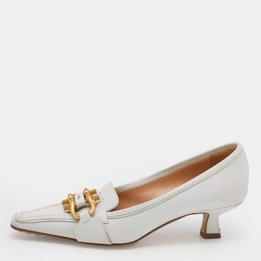 Original Bottega Veneta White Leather Madame Pumps Size 35