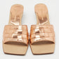 Original Bottega Veneta Rose Gold Intrecciato Leather Square Toe Slide Sandals Size 36