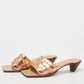 Original Bottega Veneta Rose Gold Intrecciato Leather Square Toe Slide Sandals Size 36