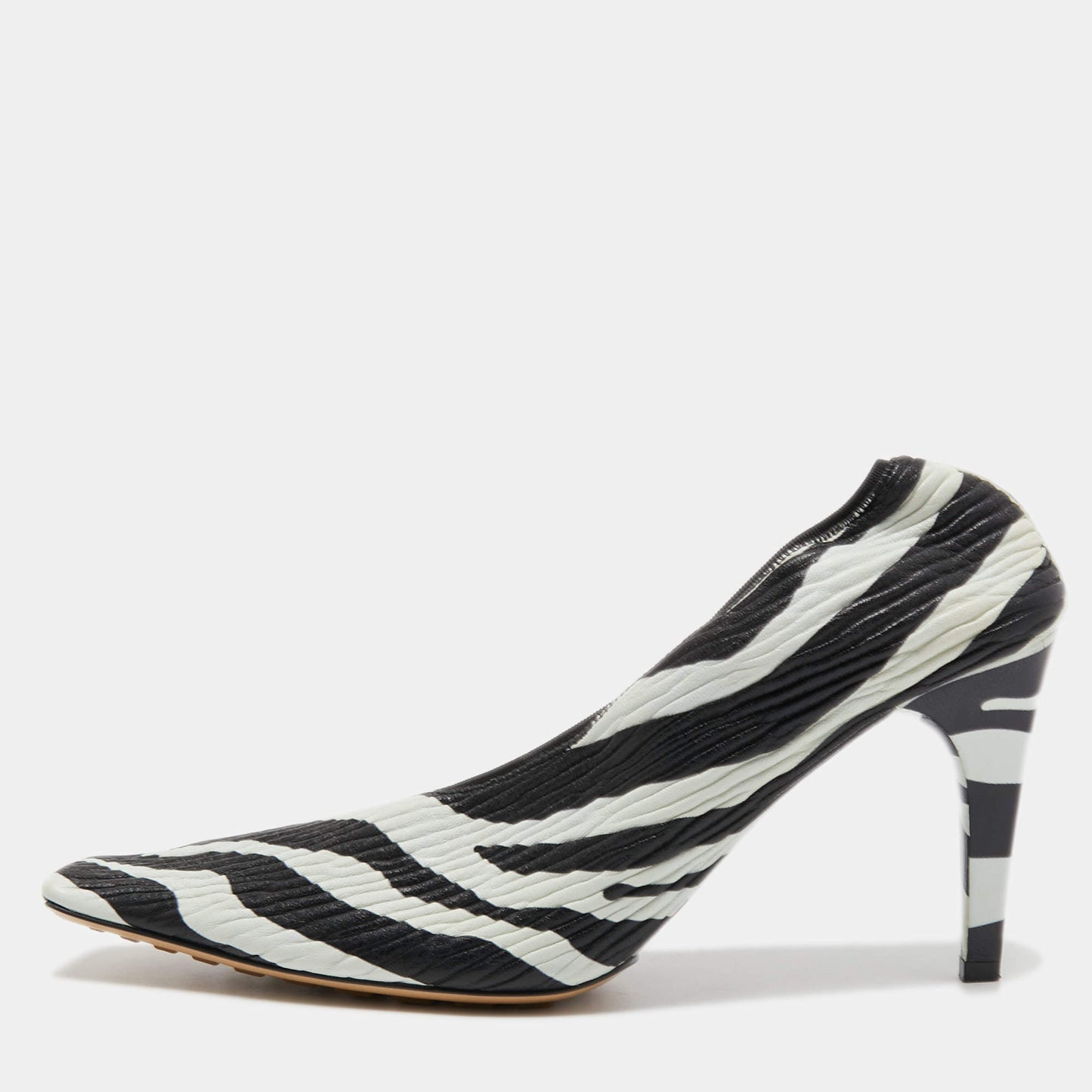 Original Bottega Veneta Black/White Zebra Print Leather Pumps Size 39