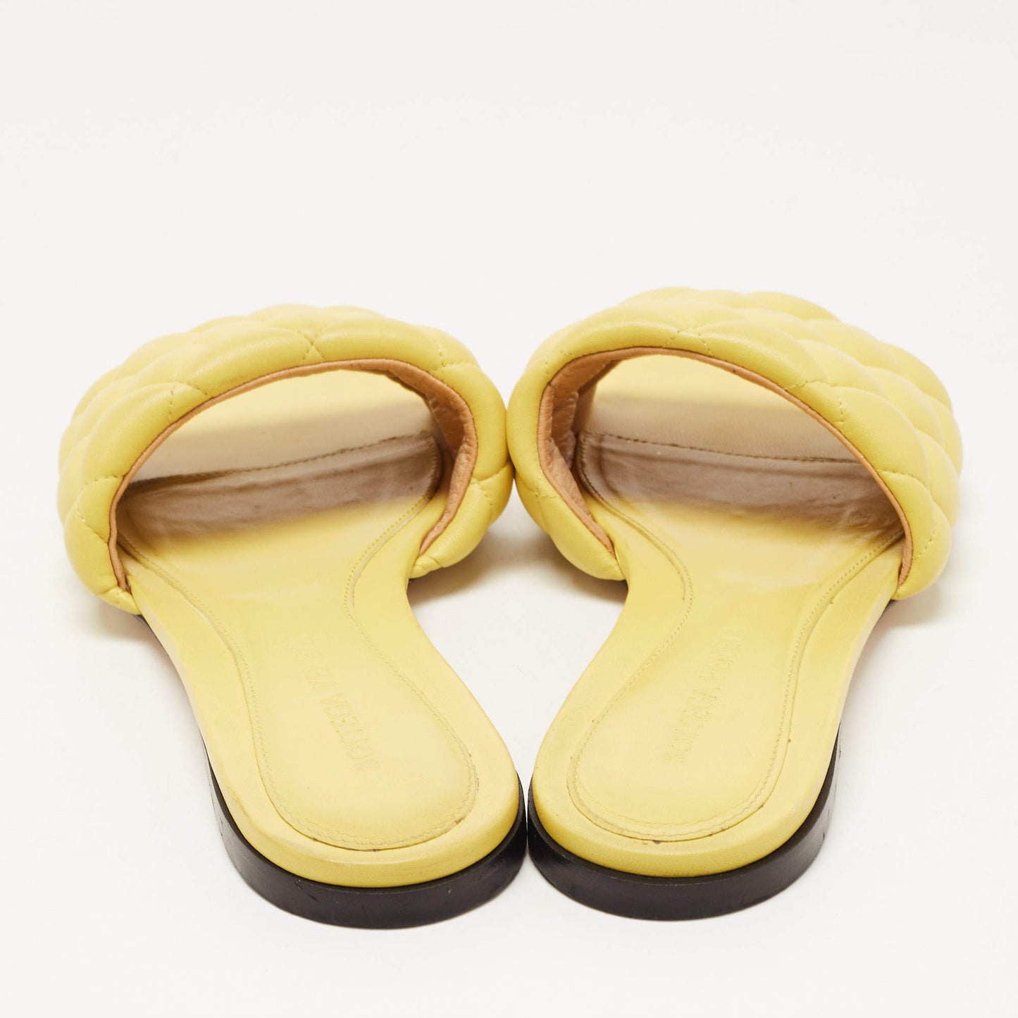 Original Bottega Veneta Yellow Quilted Leather Lido Flat Slides Size 37