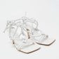 Original Bottega Veneta White Knotted Leather Slingback Ankle Strap Sandals Size 38.5