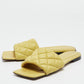 Original Bottega Veneta Yellow Quilted Leather Flat Slides Size 37