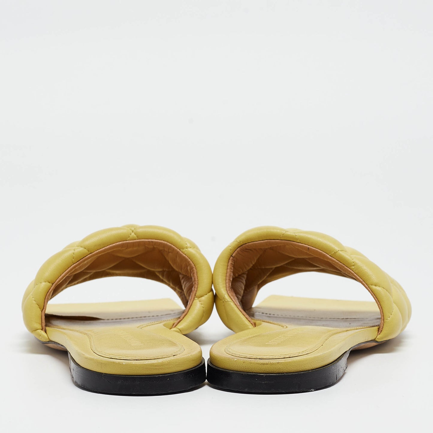 Original Bottega Veneta Yellow Quilted Leather Flat Slides Size 37