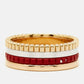 Original Boucheron Quatre Red Edition Ceramic 18k Three Tone Gold Ring Size 50