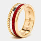 Original Boucheron Quatre Red Edition Ceramic 18k Three Tone Gold Ring Size 50