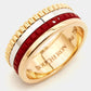 Original Boucheron Quatre Red Edition Ceramic 18k Three Tone Gold Ring Size 50