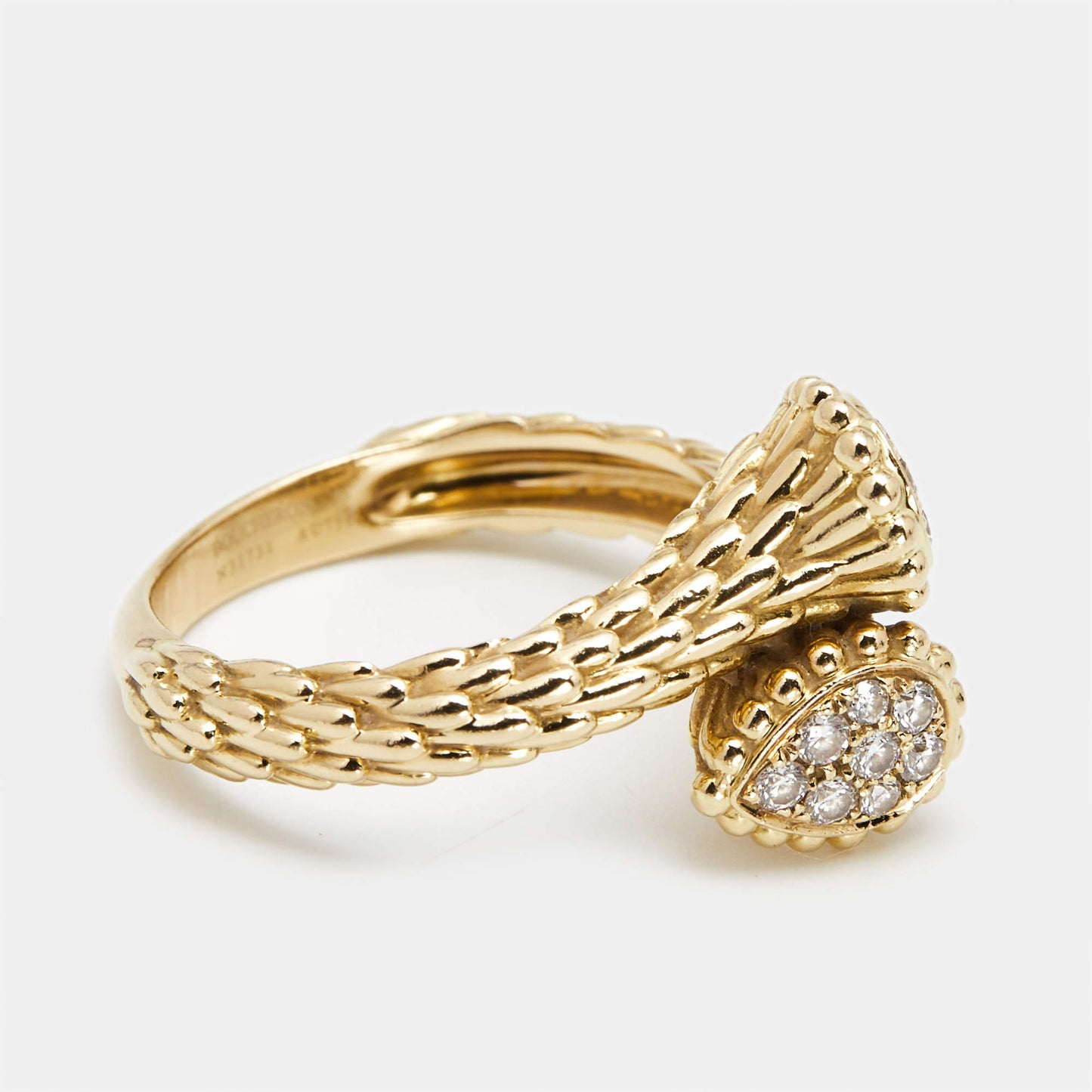 Original Boucheron Serpent Boheme Toi et Moi XS Motif Diamond 18k Yellow Gold Ring Size 53