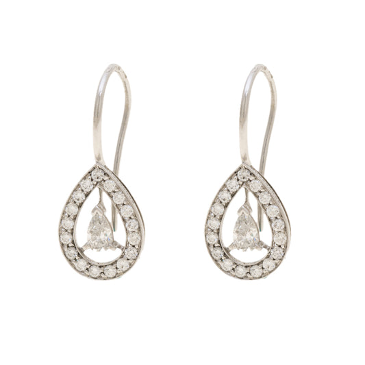 Original Boucheron Ava 18k White Gold Diamonds Pear Earrings