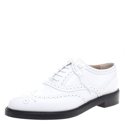 Original Burberry White Brogue Leather Gennie Lace Up Oxfords Size 38 (Never Used)