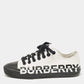 Original Burberry White/Black Fabric Larkhall Logo Low Top Sneakers Size 38