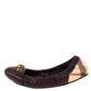 Original Burberry Dark Brown Nova Check PVC and Leather Studs Round Ballerina Flats Size 41