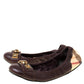 Original Burberry Dark Brown Nova Check PVC and Leather Studs Round Ballerina Flats Size 41