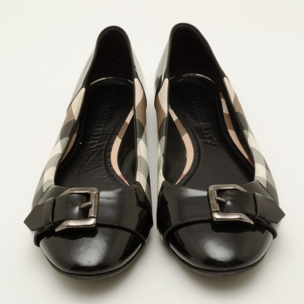 Original Burberry Nova Check Ballerina Flats with Buckles Size 40