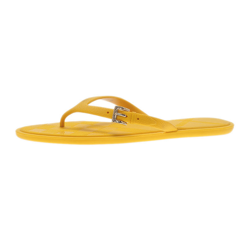 Original Burberry Yellow Wallford Rubber Flip Flops Size 38