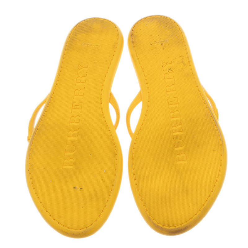 Original Burberry Yellow Wallford Rubber Flip Flops Size 38