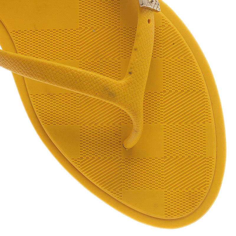 Original Burberry Yellow Wallford Rubber Flip Flops Size 38