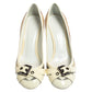 Original Burberry White Patent Leather And Nova Check Canvas Buckle Detail Pumps Size 39