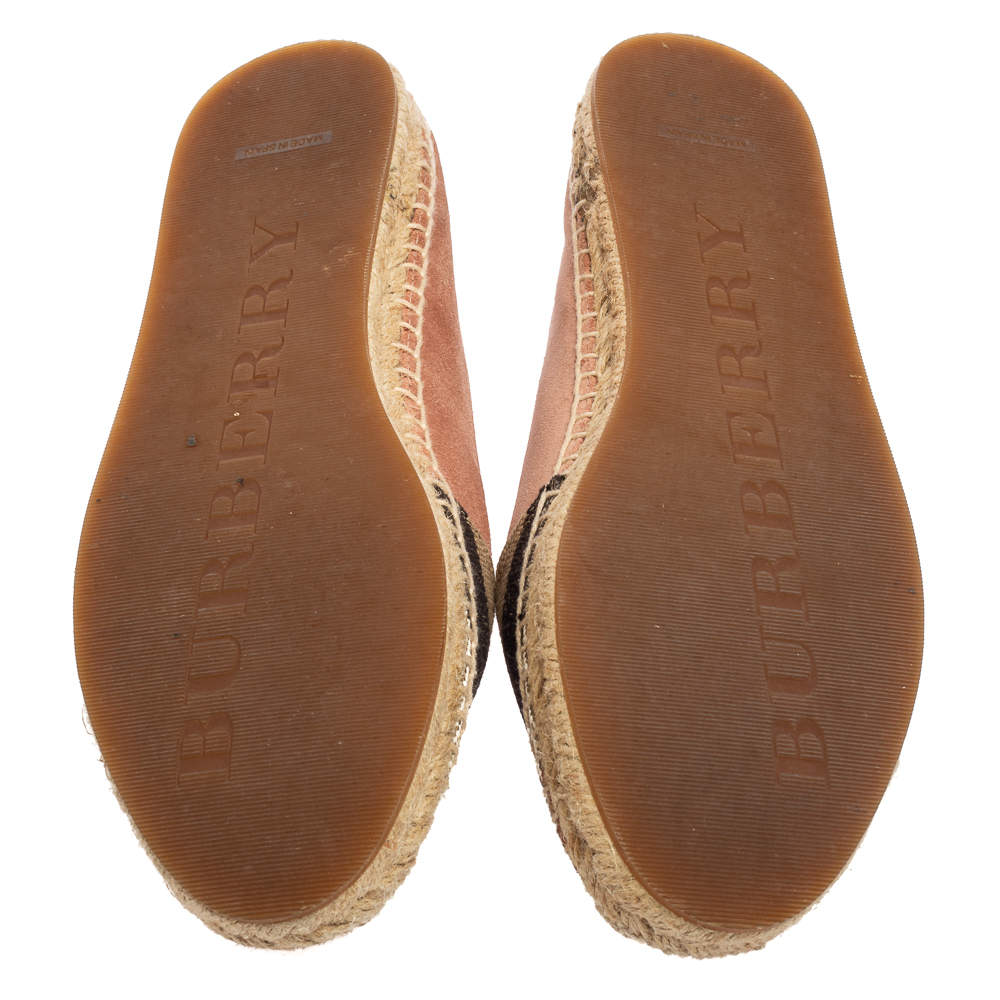 Original Burberry Tri-Color House Check Canvas and Suede Flat Espadrilles Size 36