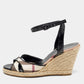 Original Burberry Tri-Color Nova Check Canvas and Patent Leather Espadrille Wedge Ankle-Strap Sandals Size 40