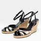 Original Burberry Tri-Color Nova Check Canvas and Patent Leather Espadrille Wedge Ankle-Strap Sandals Size 40