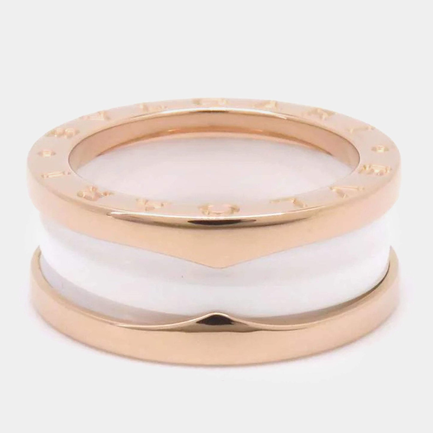 Original Bvlgari 18K Rose Gold and Ceramic B.Zero1 Band Ring EU 50