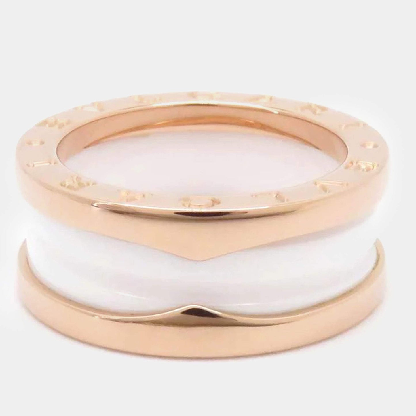 Original Bvlgari 18K Rose Gold and Ceramic B.Zero1 Band Ring EU 50