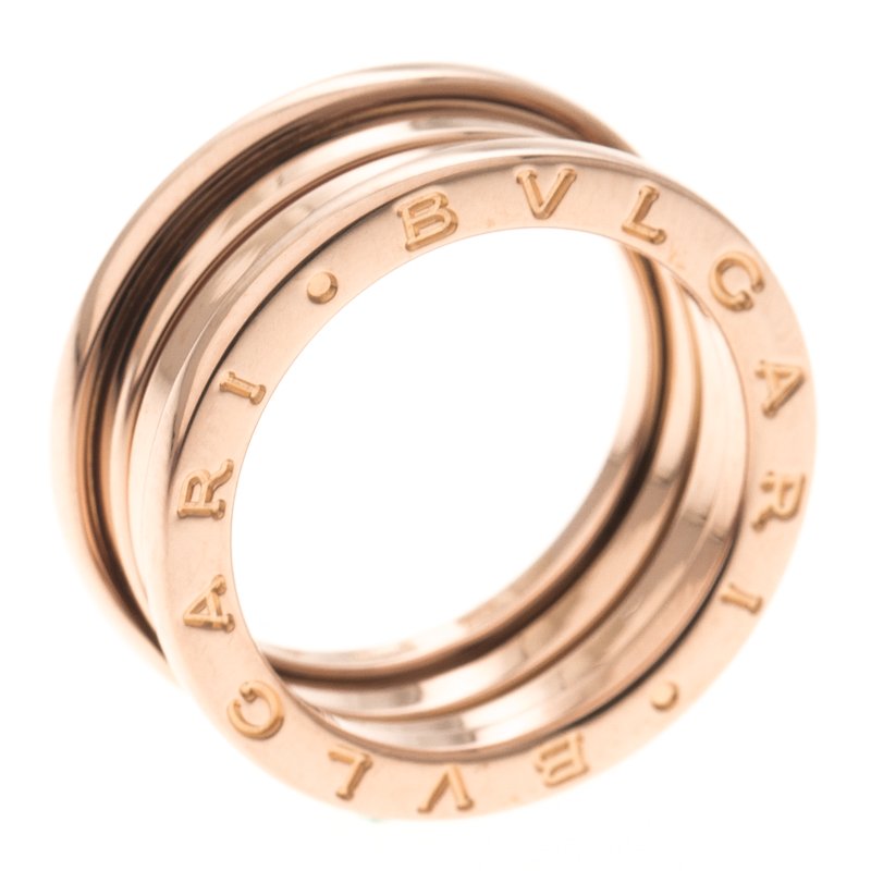 Original Bvlgari B.Zero1 3-Band 18k Rose Gold Ring Size 54