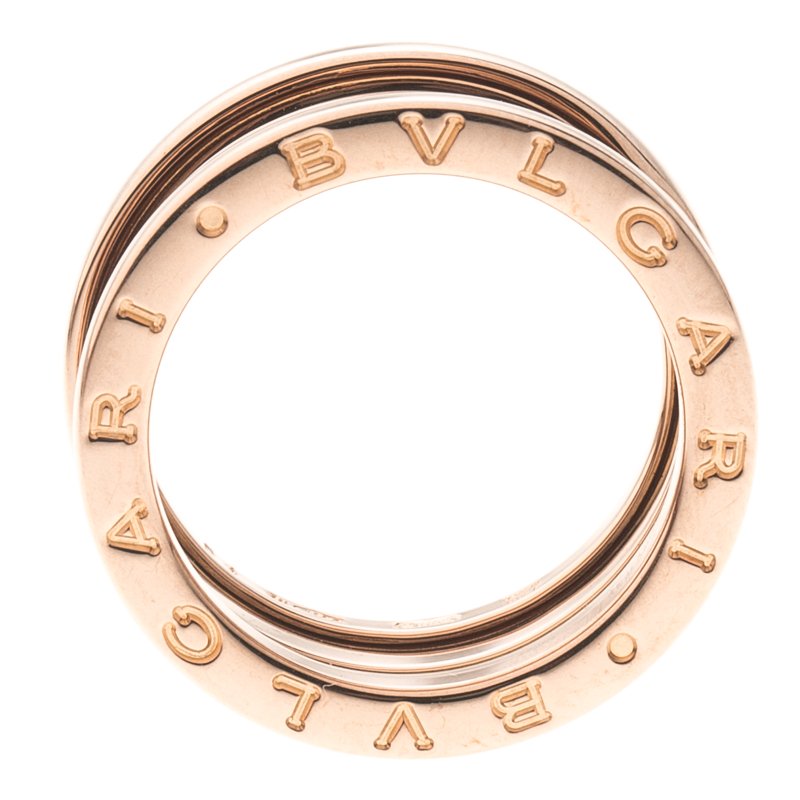 Original Bvlgari B.Zero1 3-Band 18k Rose Gold Ring Size 54