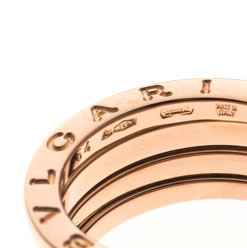 Original Bvlgari B.Zero1 3-Band 18k Rose Gold Ring Size 54