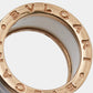 Original Bvlgari B.Zero1 4-Band White Ceramic 18k Rose Gold Ring Size 50