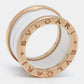 Original Bvlgari B.Zero1 4-Band White Ceramic 18k Rose Gold Ring Size 50