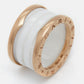 Original Bvlgari B.Zero1 4-Band White Ceramic 18k Rose Gold Ring Size 50