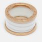 Original Bvlgari B.Zero1 4-Band White Ceramic 18k Rose Gold Ring Size 50