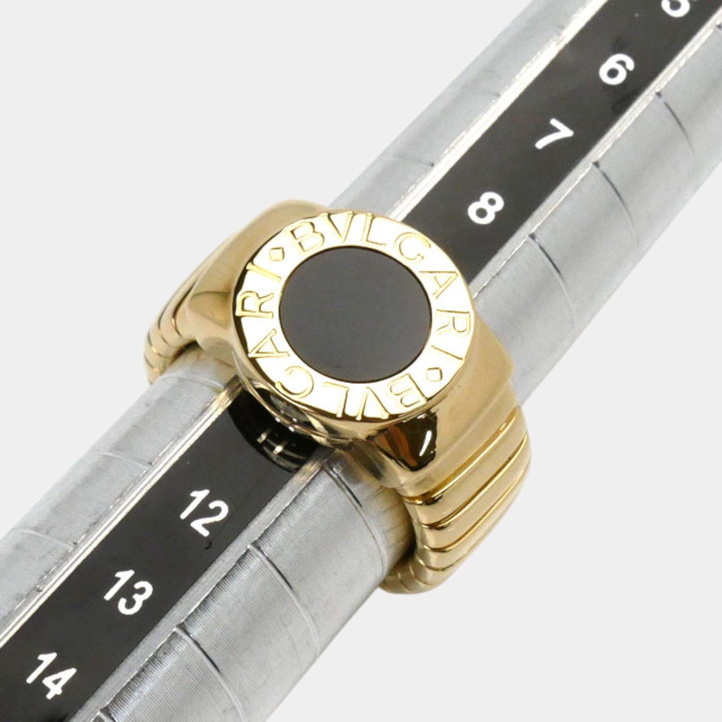 Original Bvlgari 18K Yellow Gold Onyx Ring Size Japan 9.5 EU 50