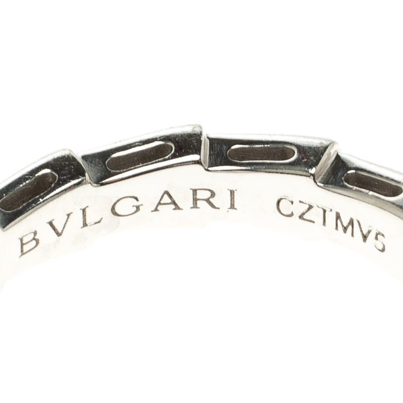 Original Bvlgari Serpenti Pave Diamonds & White Gold Wedding Band Ring Size 53