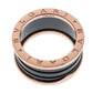 Original Bvlgari B.Zero1 4-Band Black Ceramic 18k Rose Gold Ring Size 59