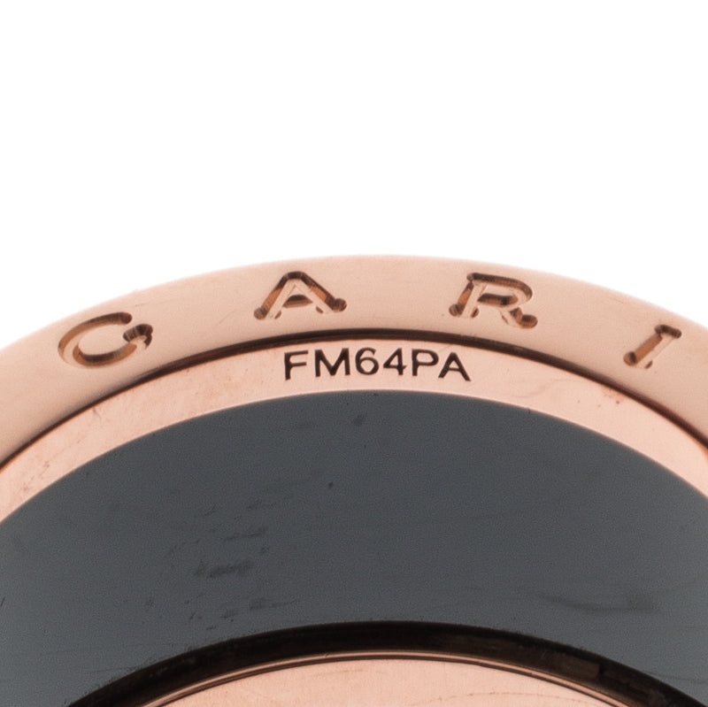 Original Bvlgari B.Zero1 4-Band Black Ceramic 18k Rose Gold Ring Size 59