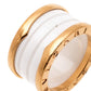 Original Bvlgari B.Zero1 4 Band White Ceramic 18k Rose Gold Ring Size 52