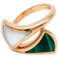 Original Bvlgari Divas Dream Contraire Rose Gold Mop & Malachite Ring Size 58