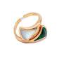 Original Bvlgari Divas Dream Contraire Rose Gold Mop & Malachite Ring Size 58