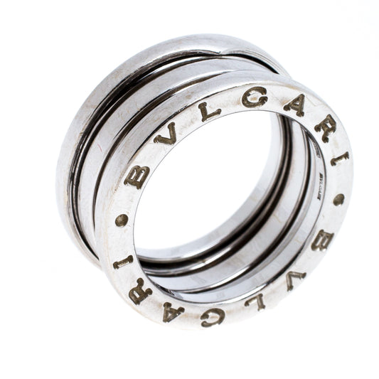 Original Bvlgari B.Zero1 18K White Gold 3-Band Ring Size 50