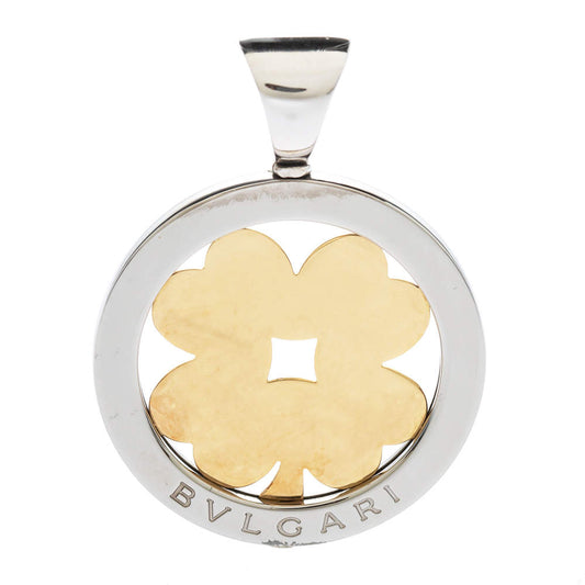 Original Bvlgari Tondo Clover 18K Yellow Gold & Stainless Steel Pendant