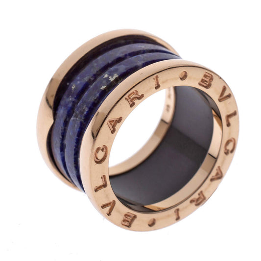 Original Bvlgari B.Zero1 Lapis Lazuli 18K Rose Gold Band Ring Size 48