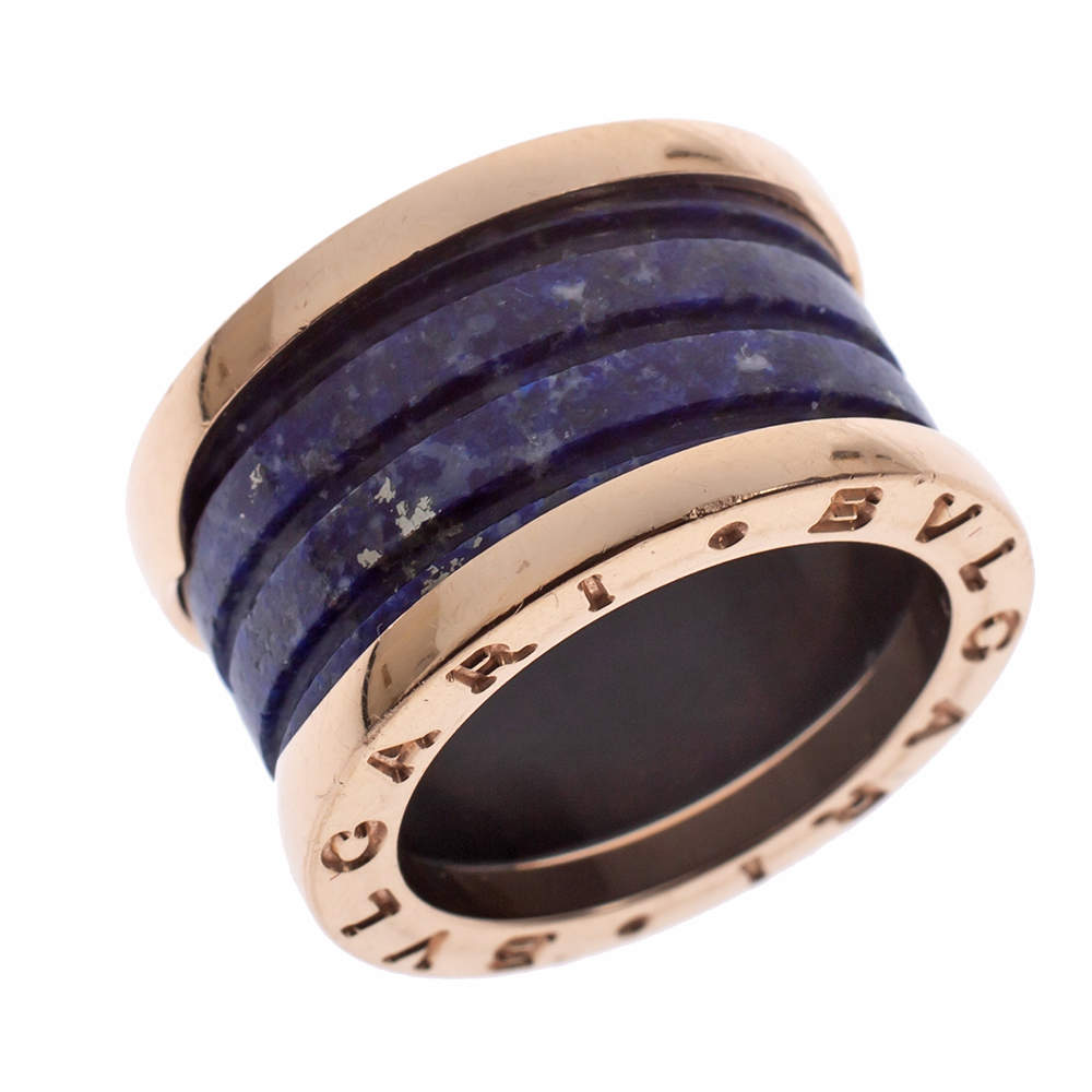 Original Bvlgari B.Zero1 Lapis Lazuli 18K Rose Gold Band Ring Size 48