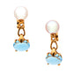 Original Bvlgari Allegra Cultured Pearl Diamond Blue Topaz 18k Yellow Gold Clip On Drop Earrings