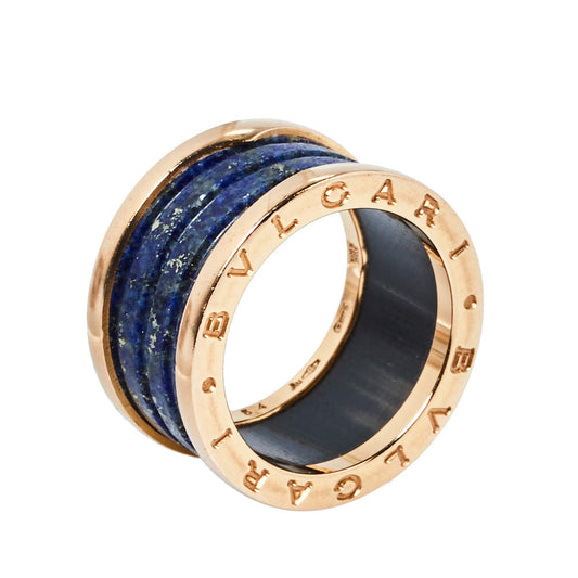 Original Bvlgari B.Zero1 Lapis Lazuli 18K Rose Gold Three Band Ring Size 54