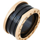 Original Bvlgari B.Zero1 Black Ceramic 18K Rose Gold 4-Band Ring Size 55